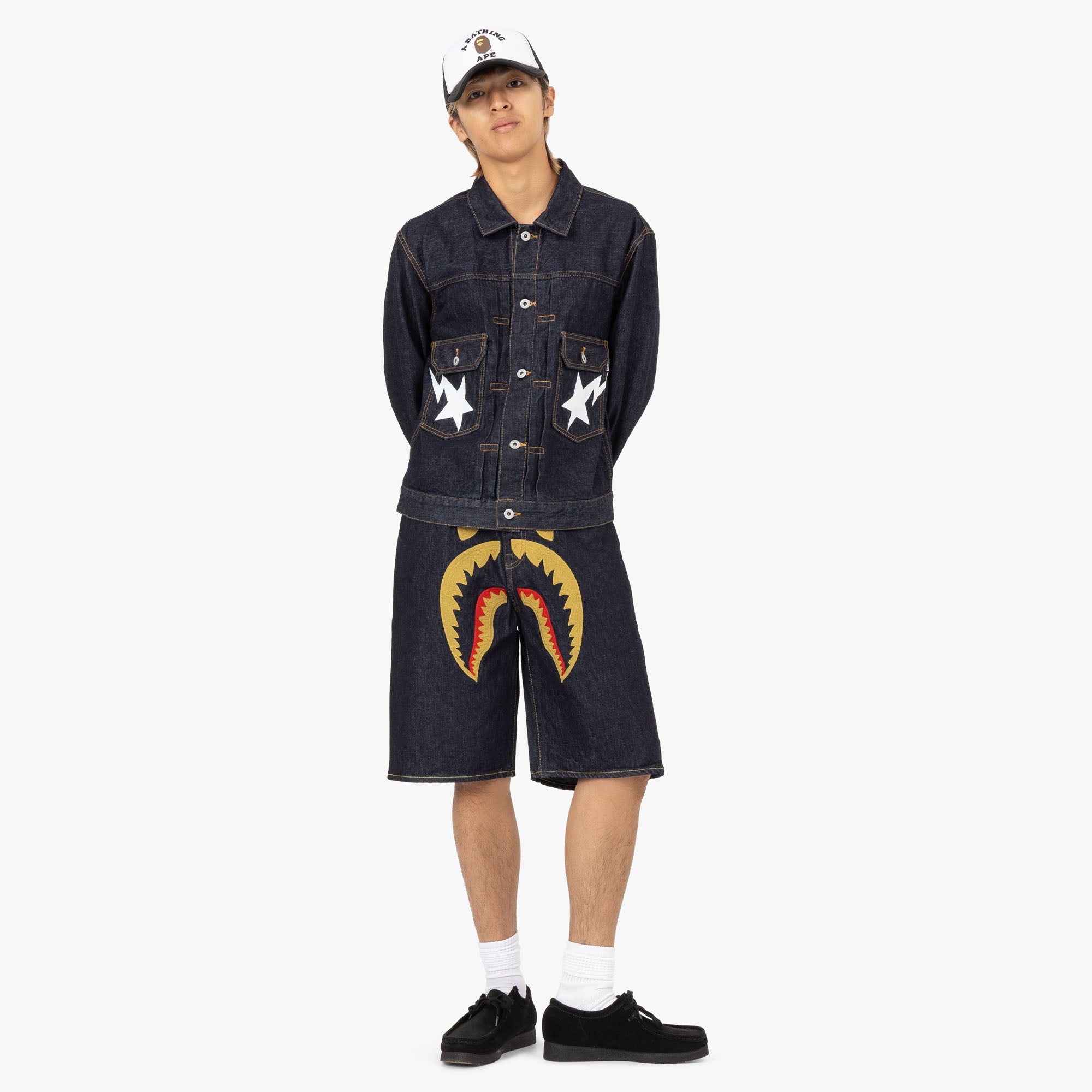Bape Shark Denim Shorts / Indigo