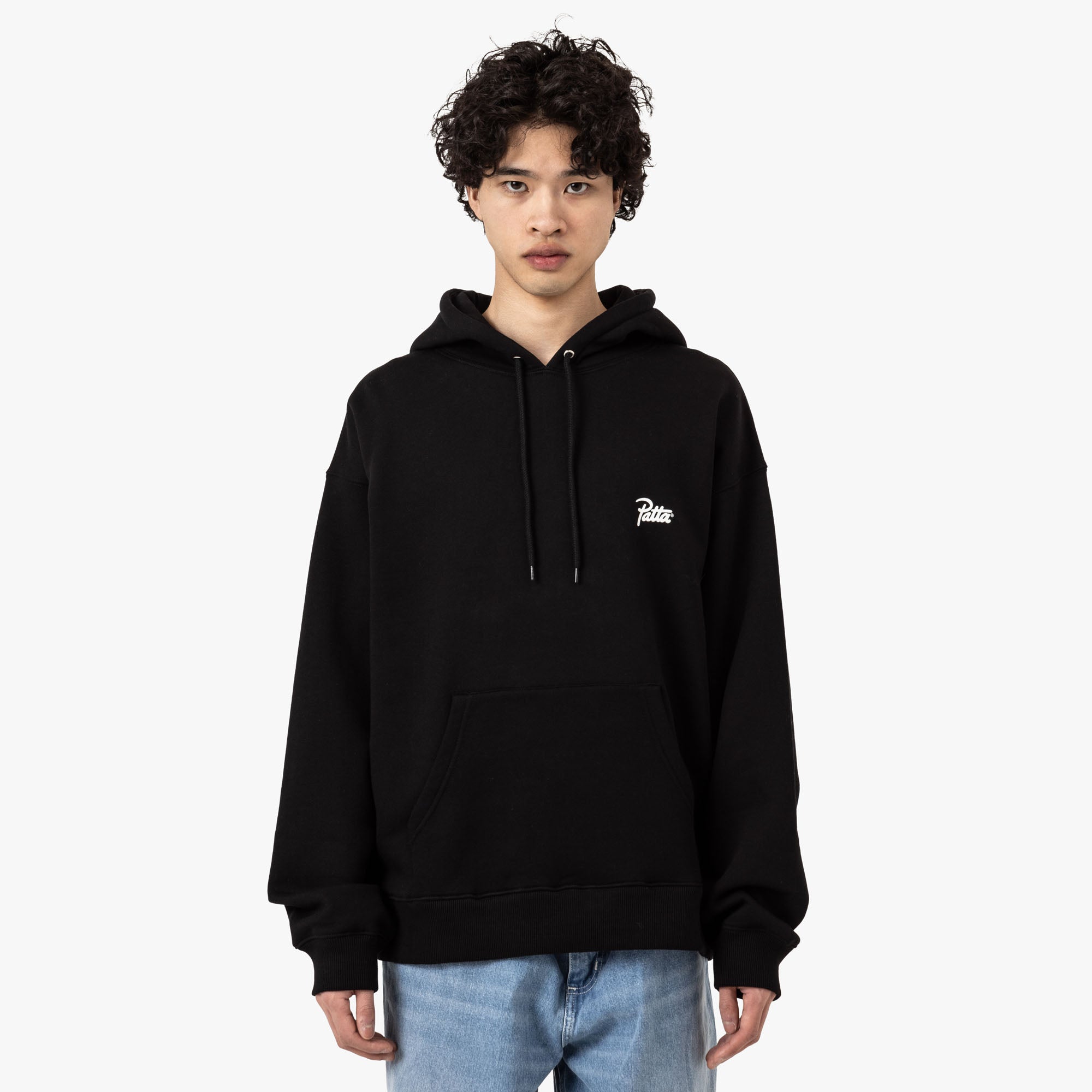Patta Patta Bark Boxy Hooded Sweater Black