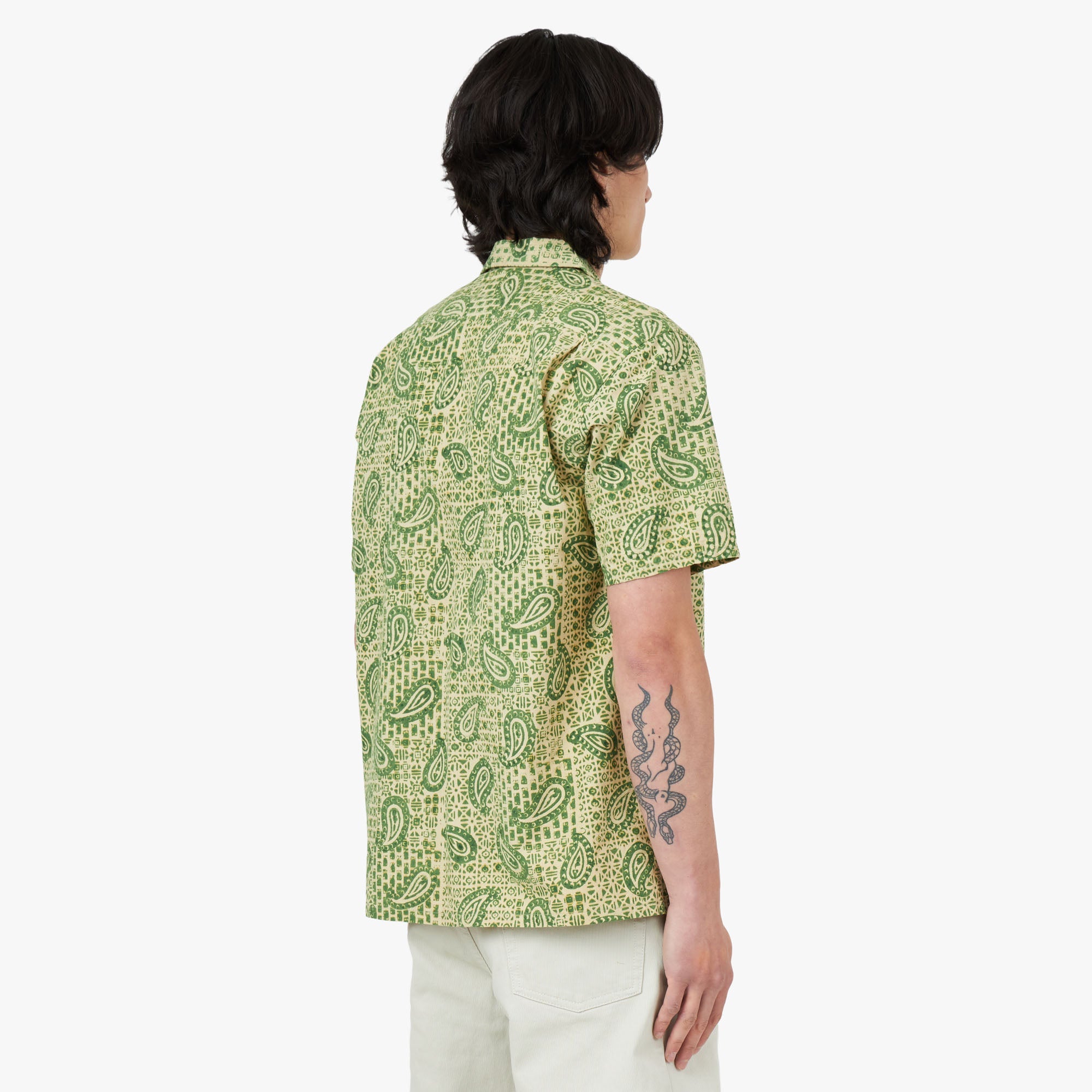 BEAMS PLUS Open Collar Short Sleeve Shirt Block Print / Square