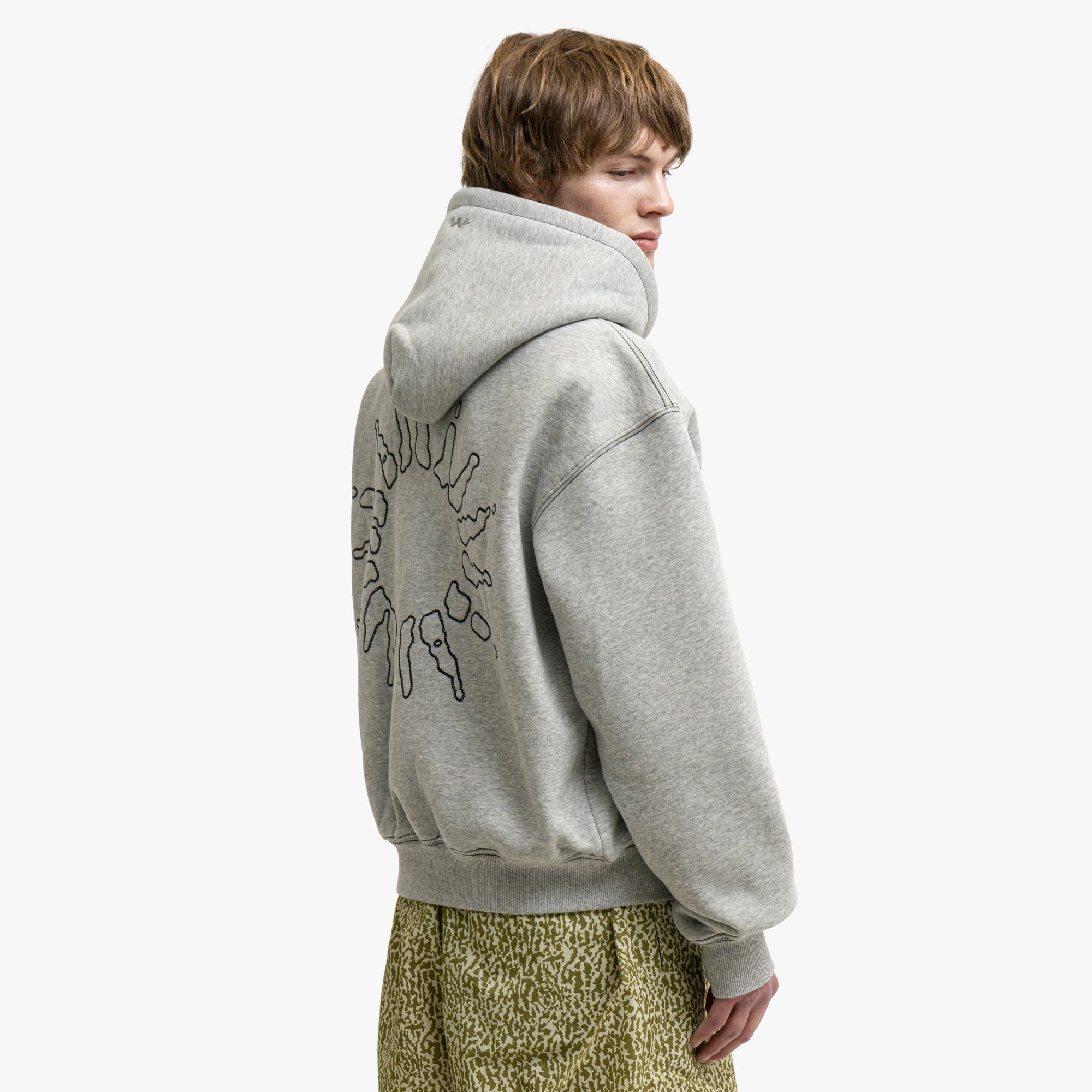 4YE Signature Zip Hoodie Grey / White
