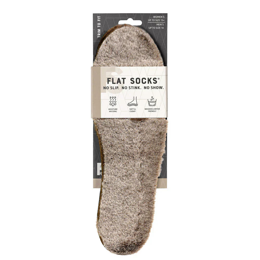 UNISEX FLAT SOCKS FAUX FUR | CHESTNUT