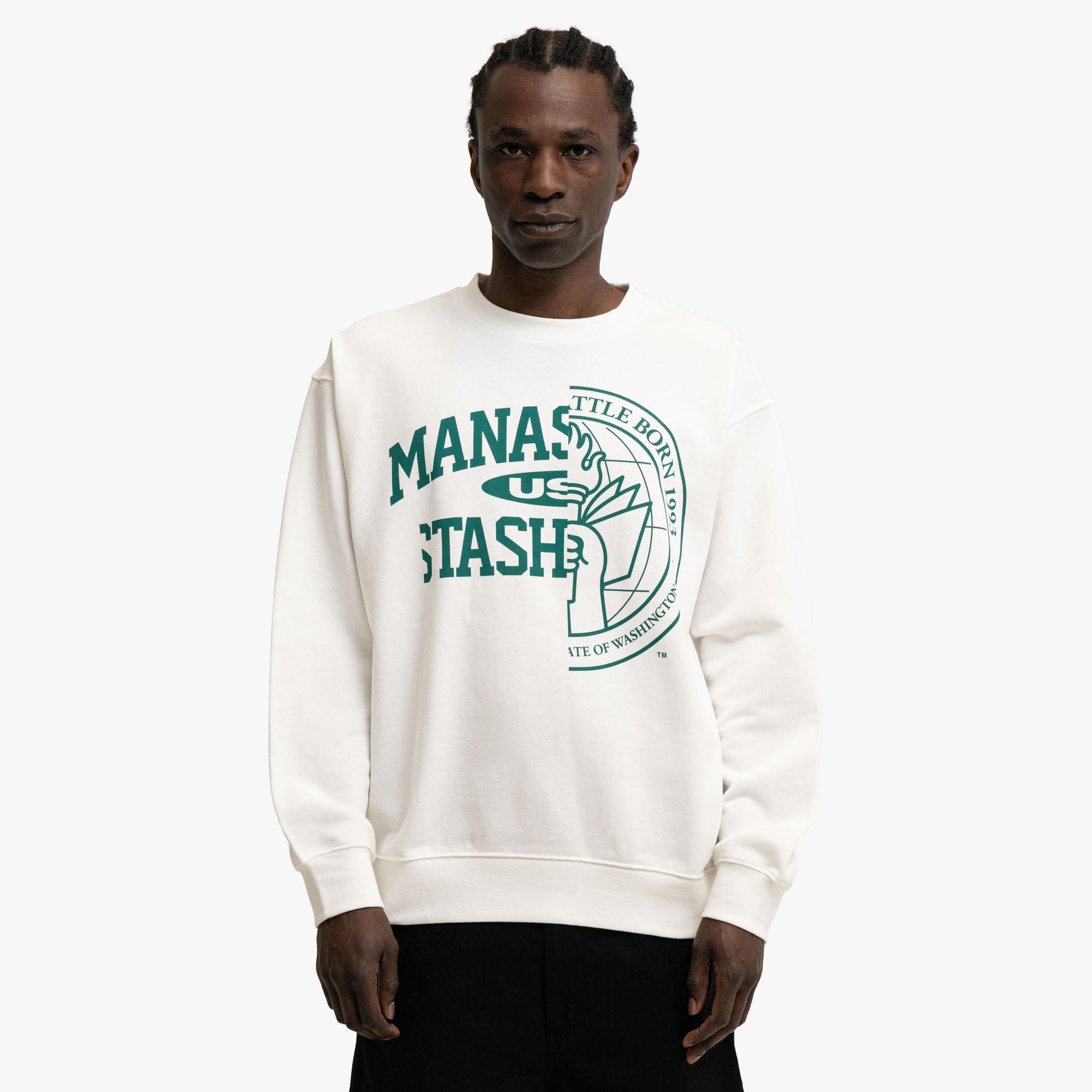 Manastash Collegiate Crewneck White