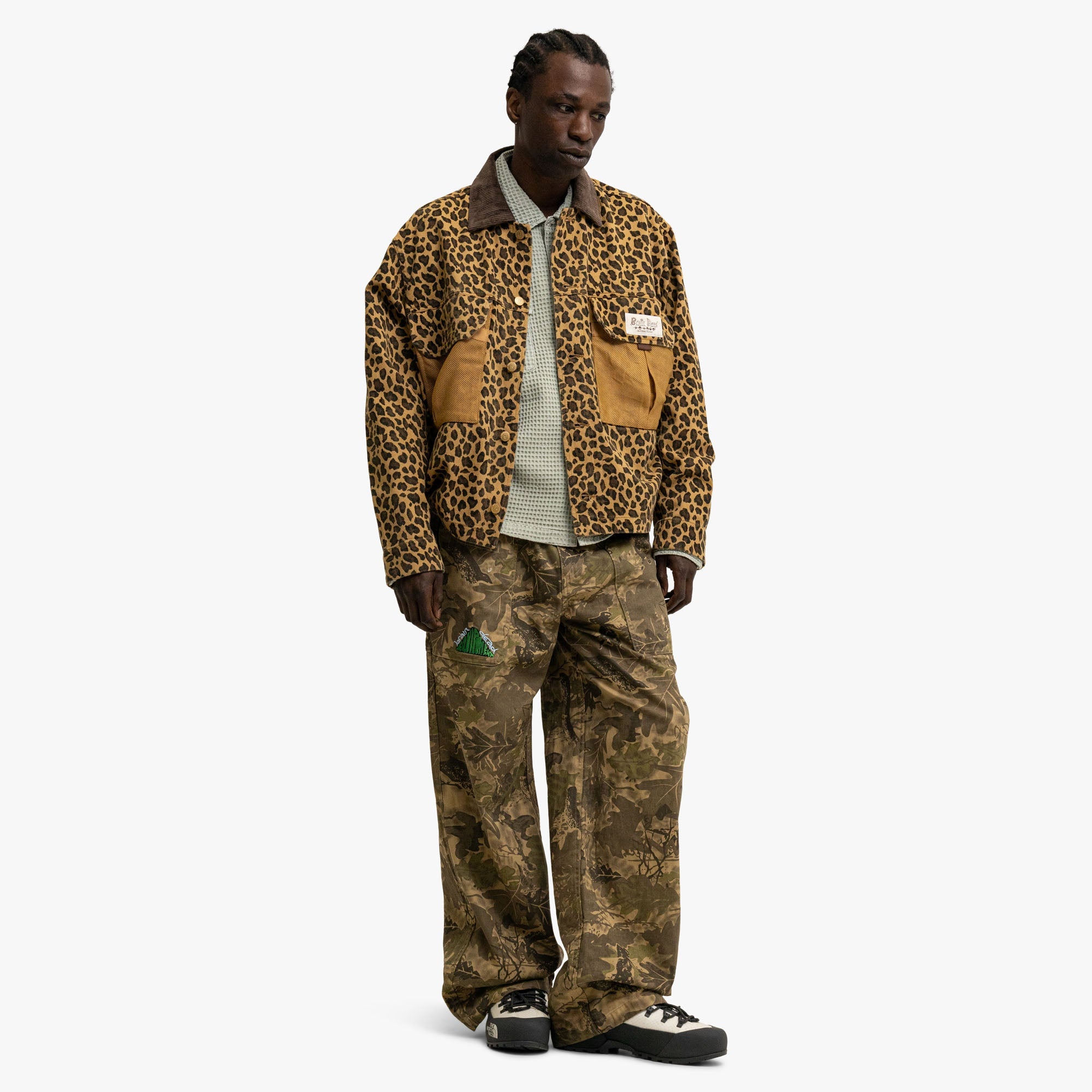Brain Dead Waffle Button Shirt Stone