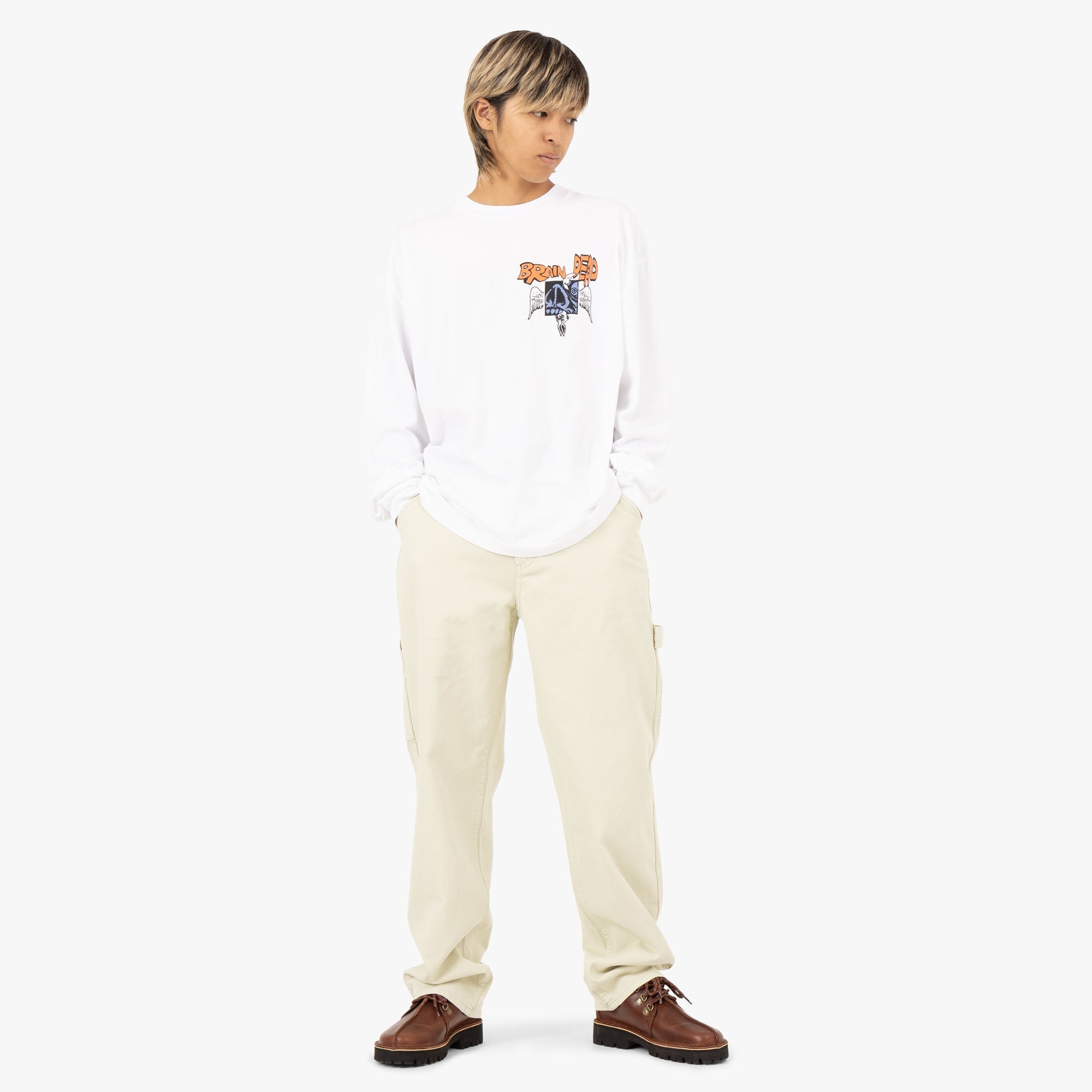 Brain Dead Cosmic Debris L/S Shirt / White