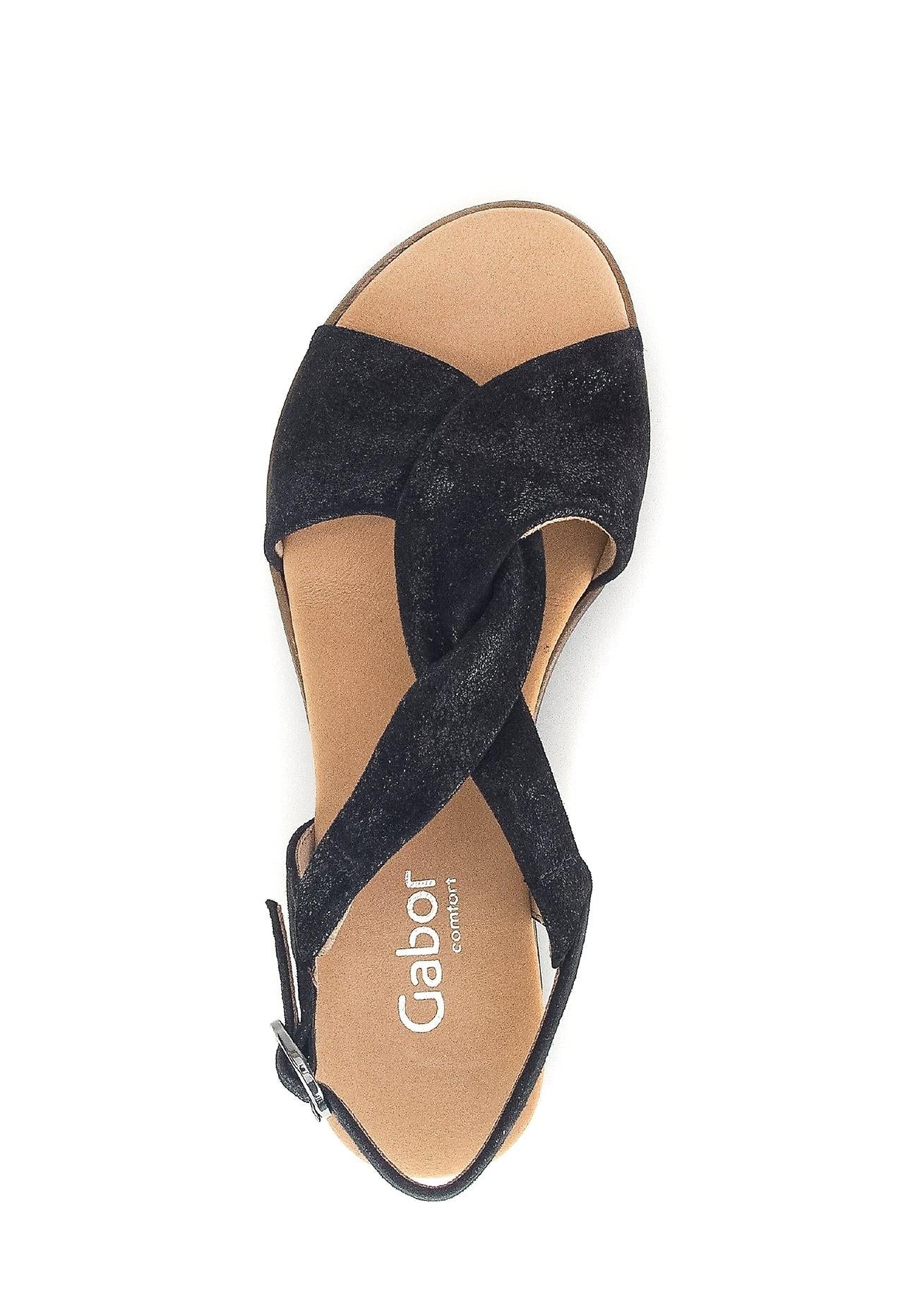 WOMEN'S GABOR 42.751.97 TWISTED VAMP BACK STRAP SANDAL | BLACK