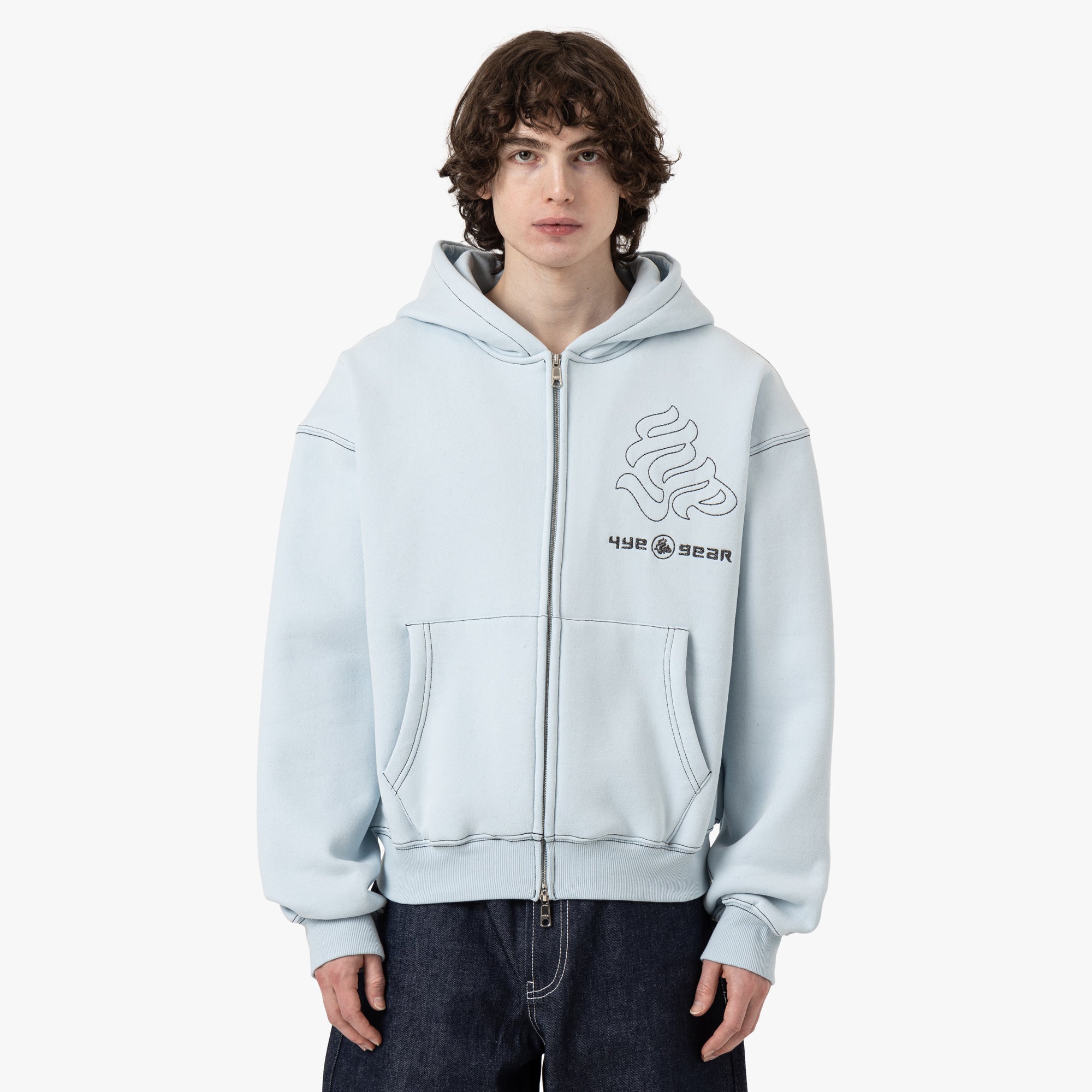 4YE Gear Zip Hoodie / Baby Blue / Black