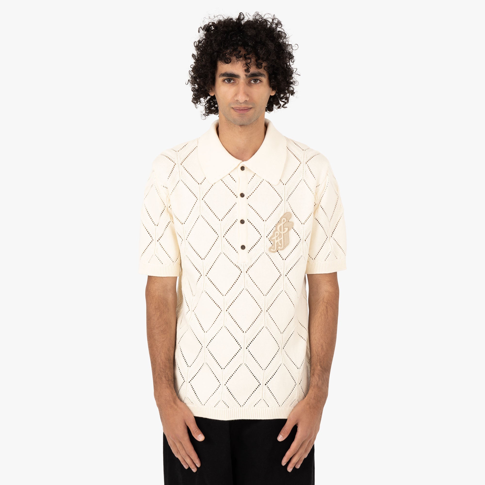Honor the Gift Diamond Knit Polo / Cream