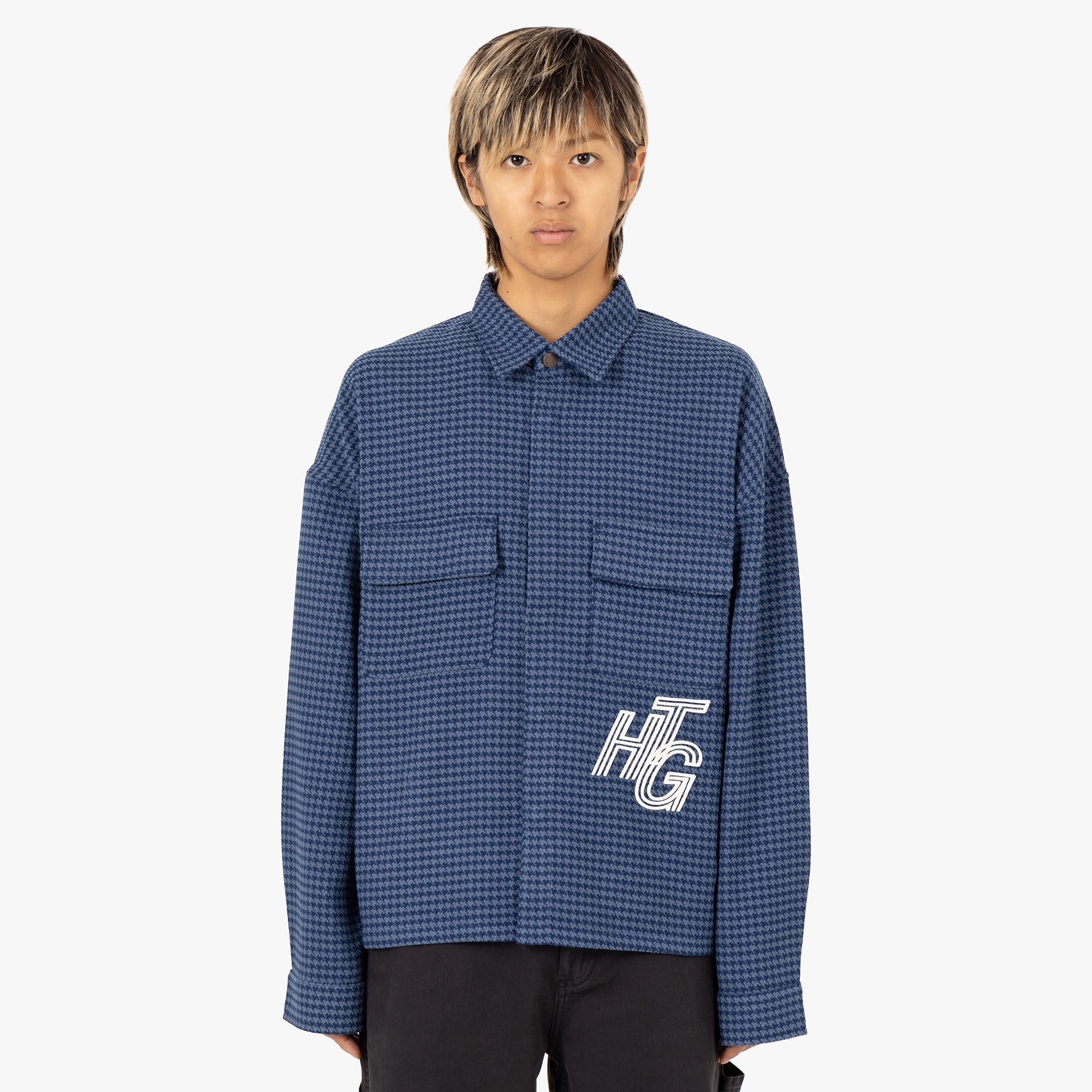 Honor The Gift Houndstooth Shirt / Navy