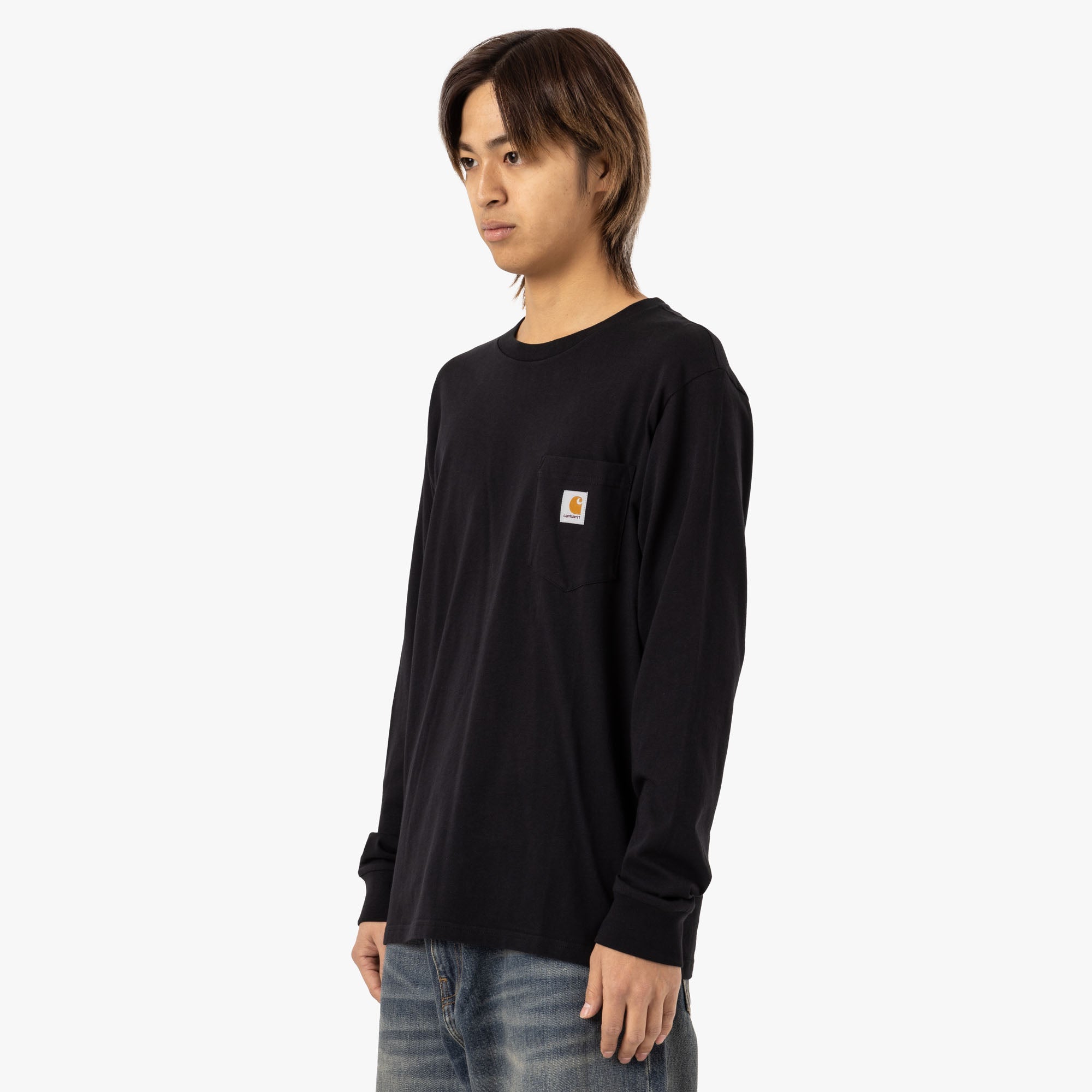 Carhartt WIP L/S Pocket T-Shirt Cotton Single Jersey / Black