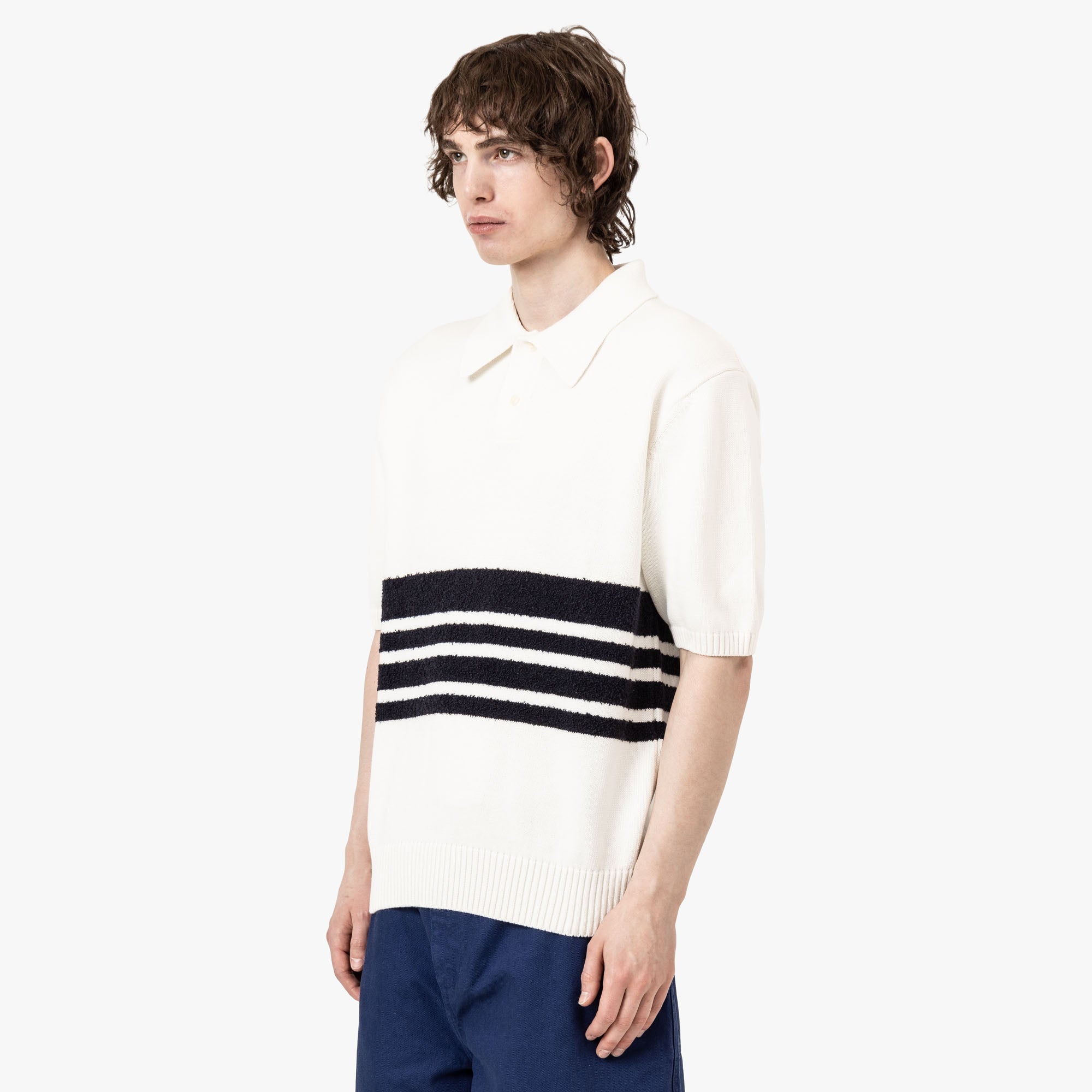 Palmes Panel Knit Polo Off-White