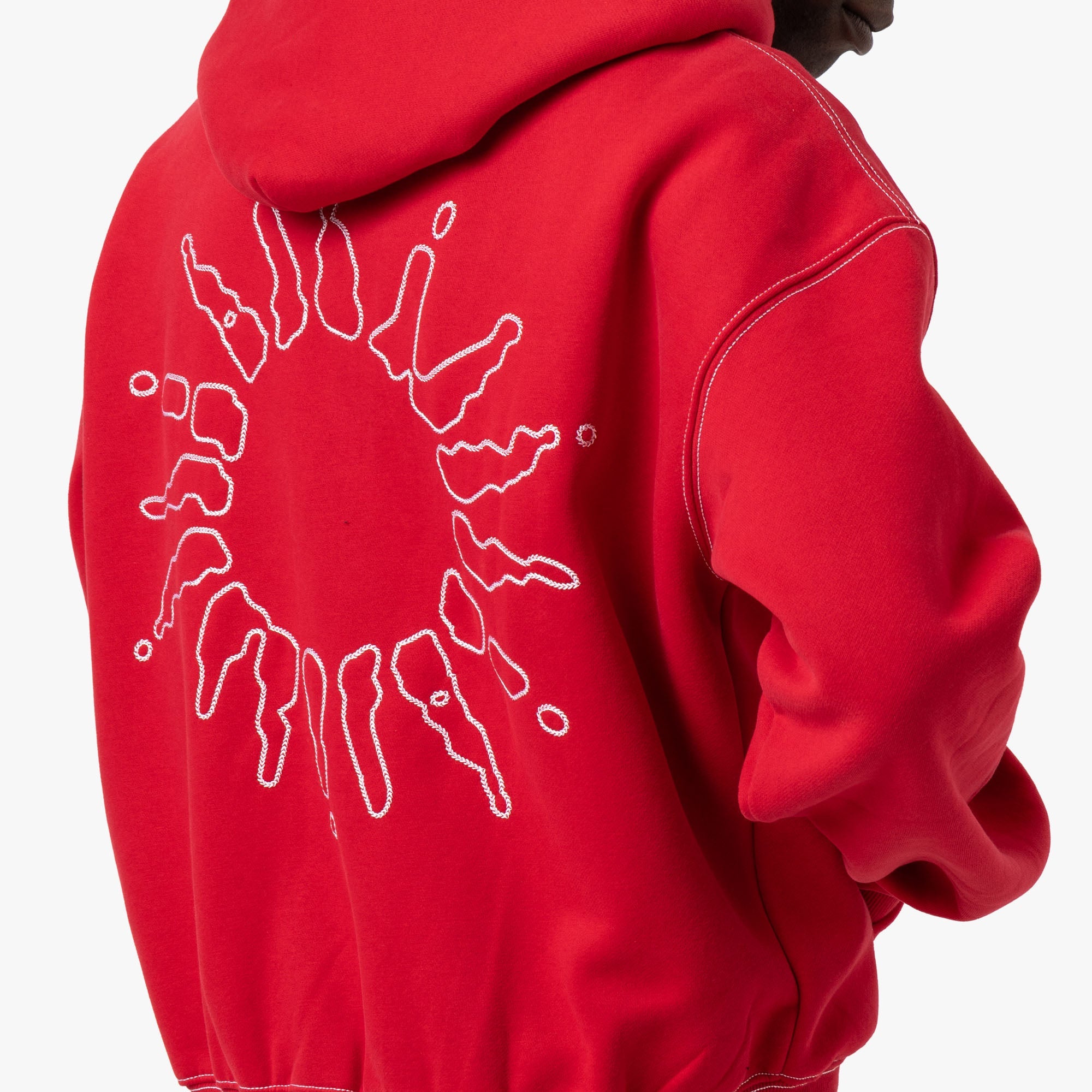 4YE Signature Zip Hoodie / Red / White