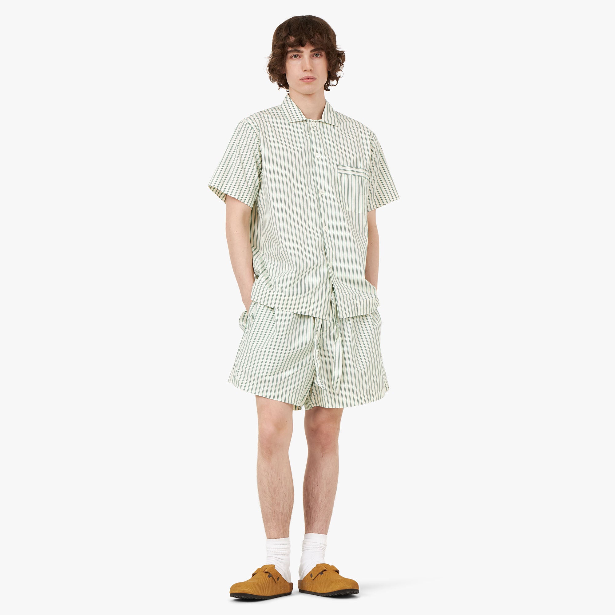 Tekla Poplin Short Sleeve Shirt / Clover Stripes
