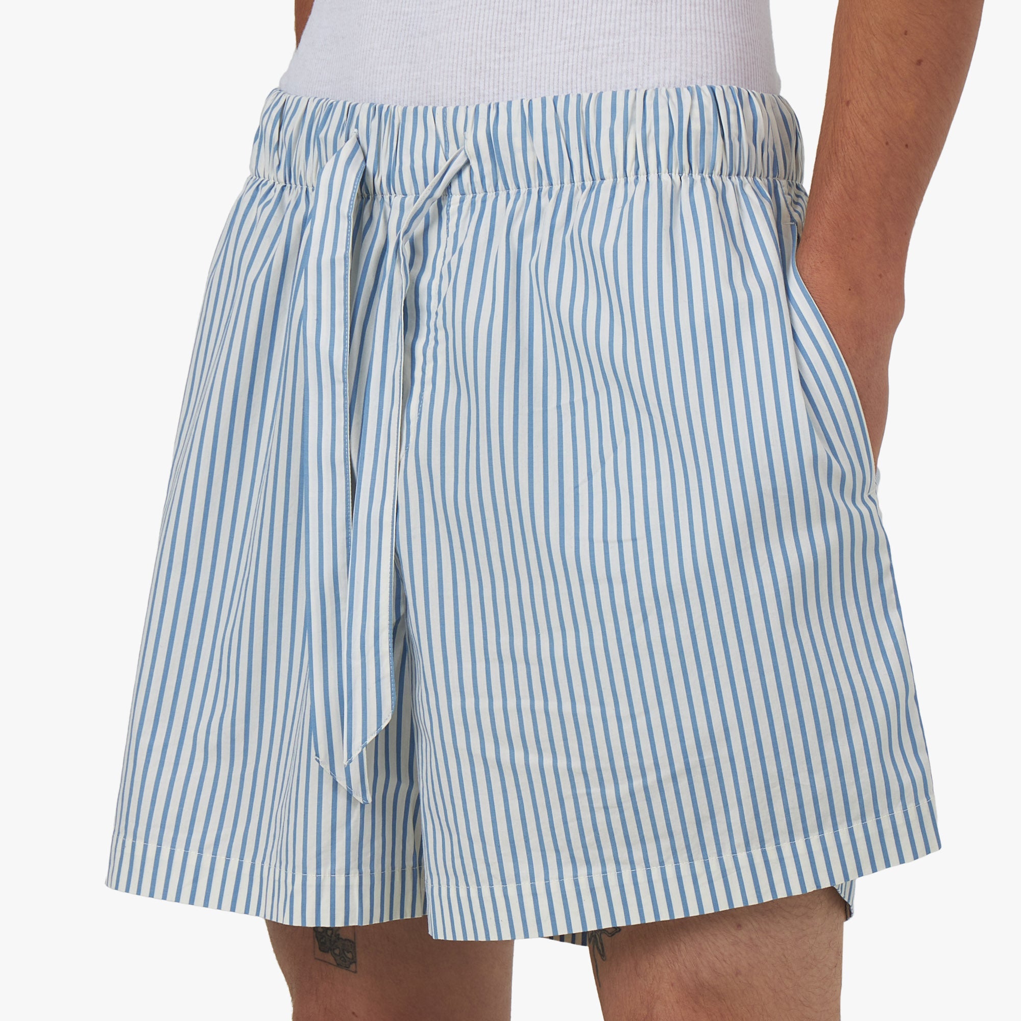 Tekla Poplin Shorts Placid / Blue Stripes