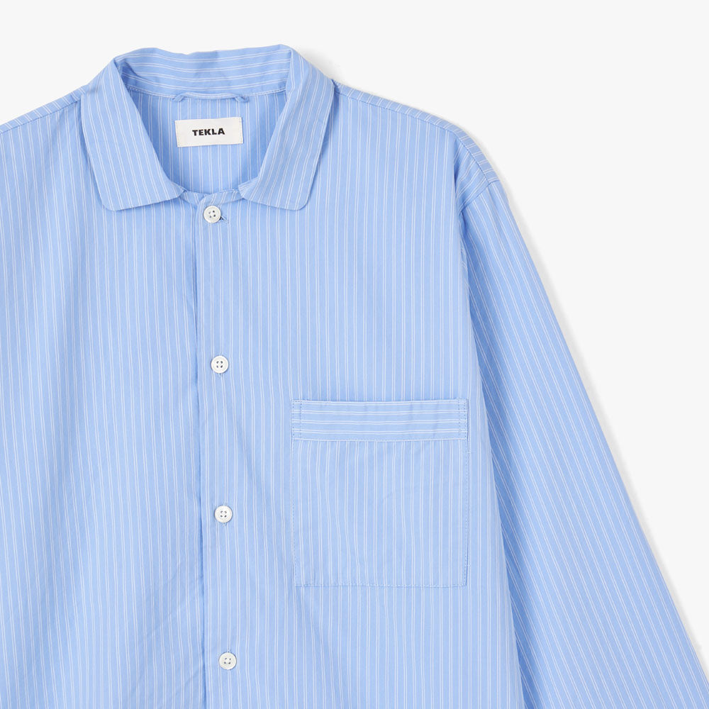 Tekla Poplin Long Sleeve Shirt / Pin Stripes