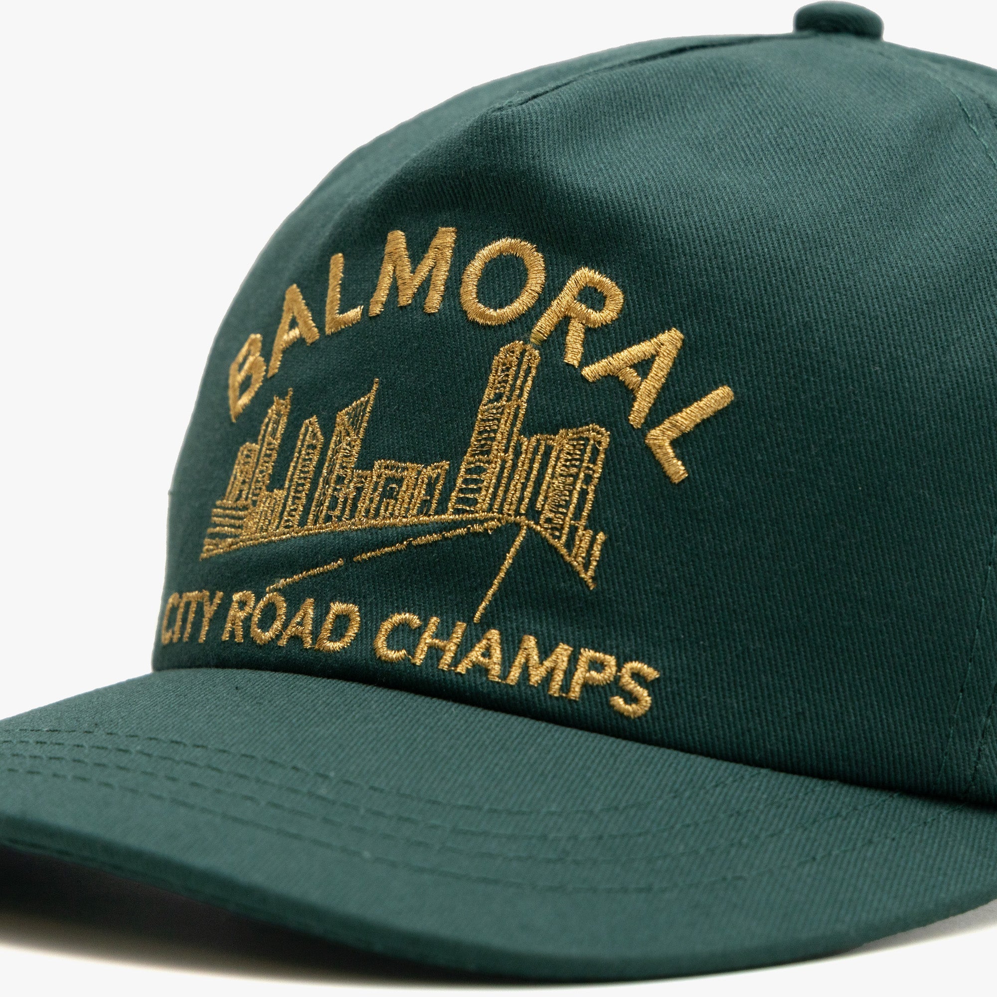 Balmoral Skyline 5-Panel Hat Forest Green / Gold