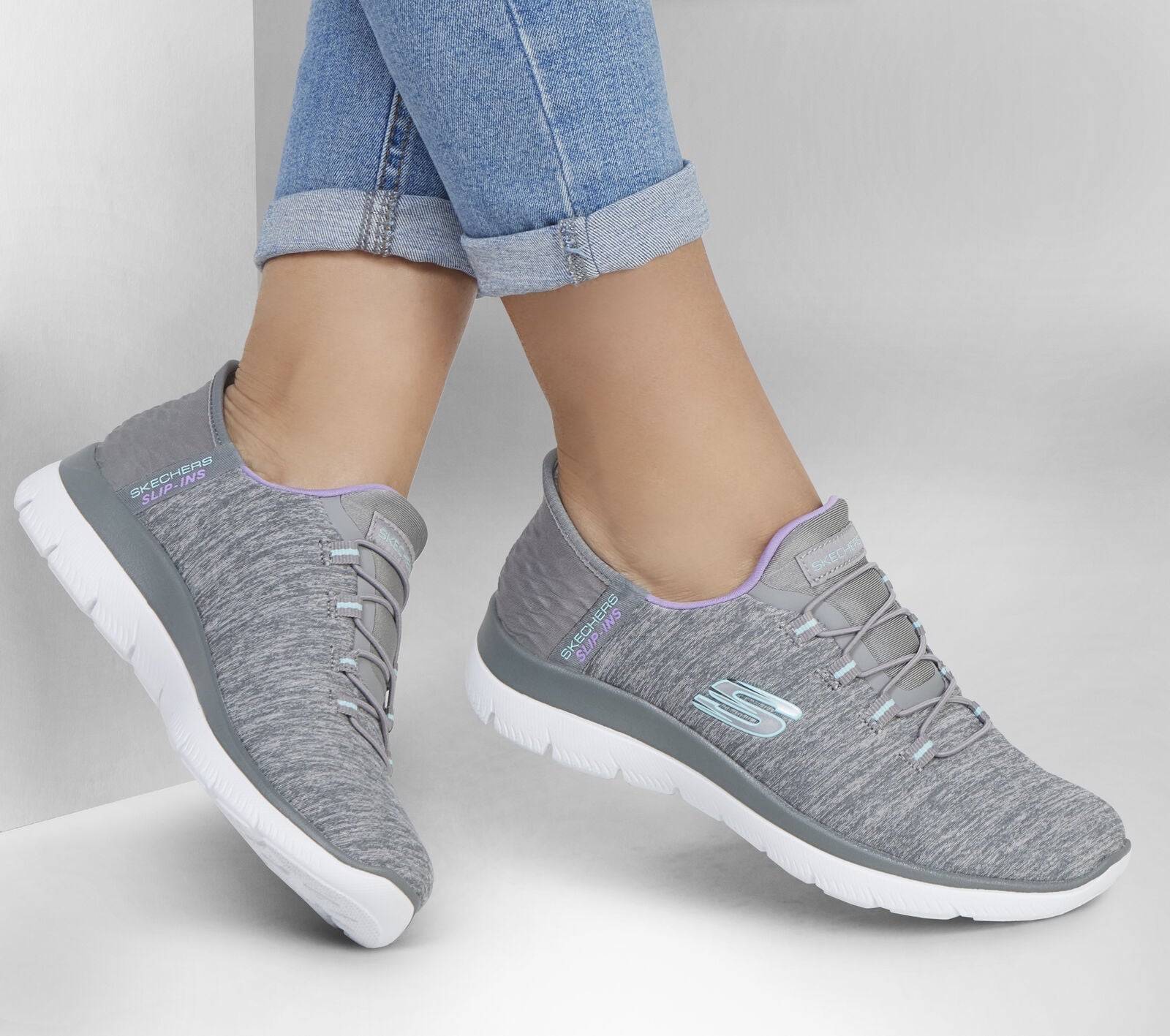 WOMEN'S SKECHERS SLIP-INS: SUMMITS DAZZLING HAZE | GREY / MULTI