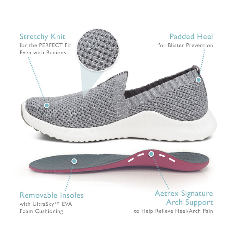 WOMEN'S AETREX ANGIE ARCH SUPPORT SNEAKERS SHIMMERY | BLACK