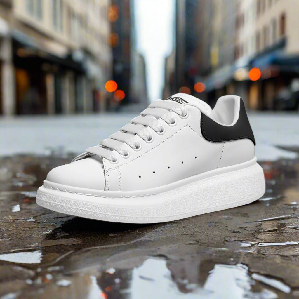 Freaky Shoes® White Black Lace Up Sneakers