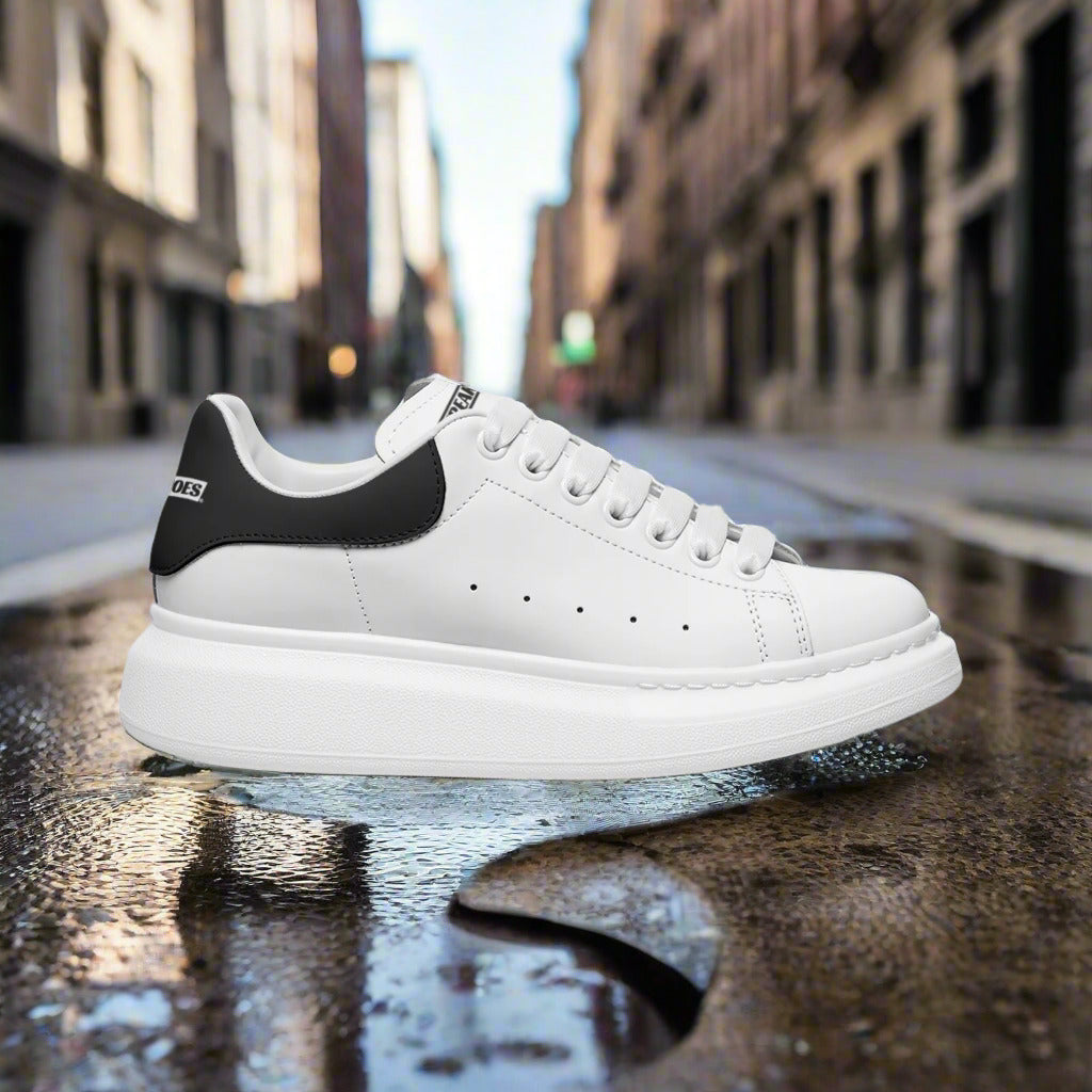 Freaky Shoes® White Black Lace Up Sneakers