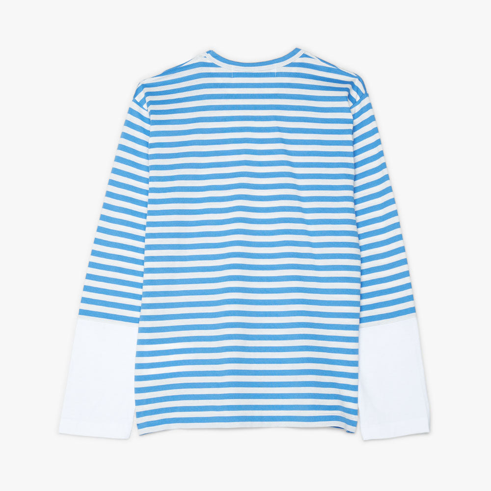 COMME des GARÇONS PLAY Red Heart Striped T-shirt Blue / White