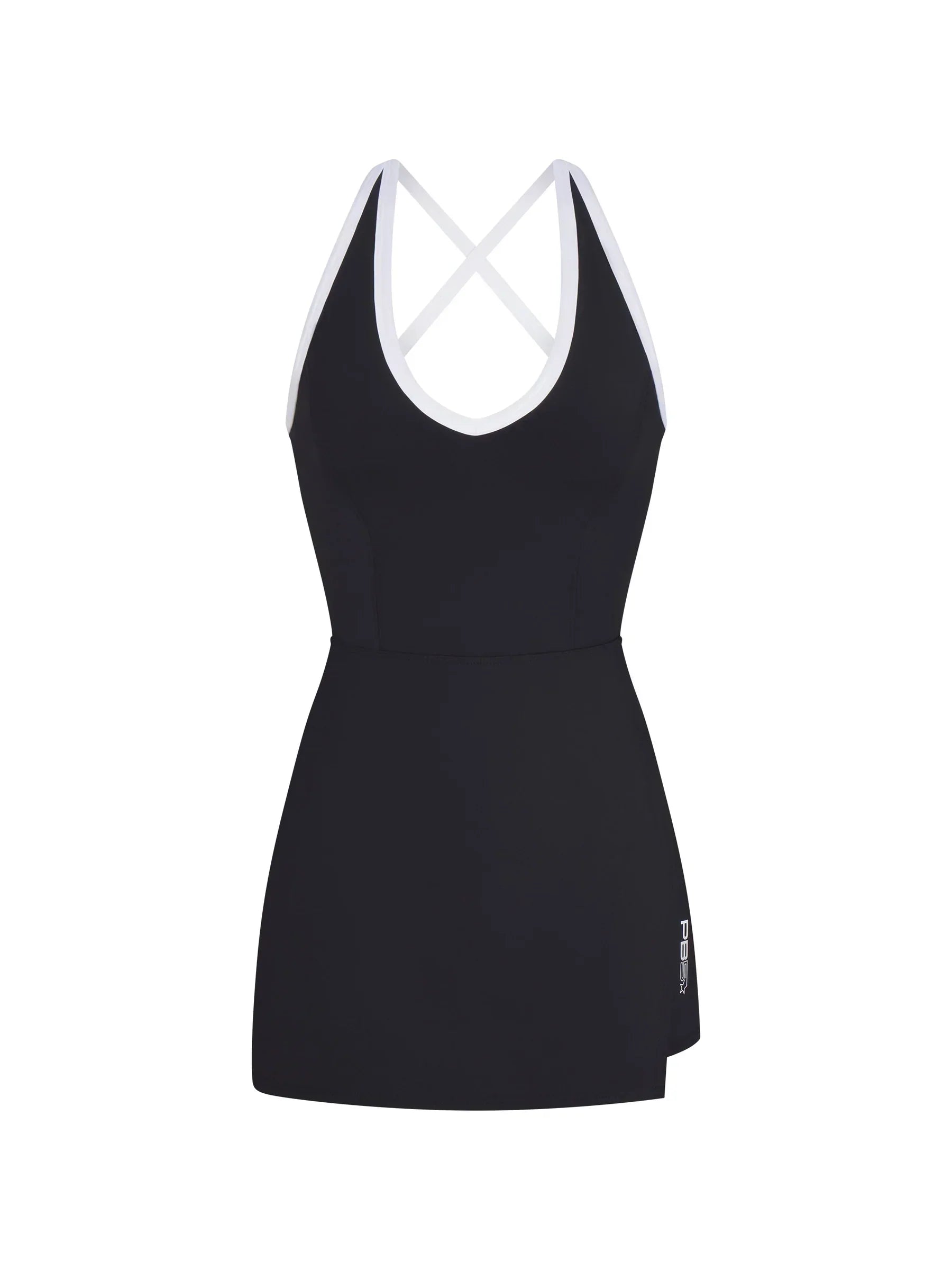 WOMEN'S PB5-STAR SIDE SPLIT COURT DRESS | BLACK / WHITE