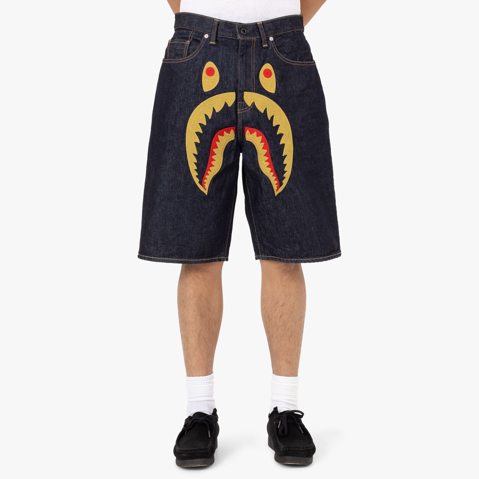 Bape Shark Denim Shorts / Indigo