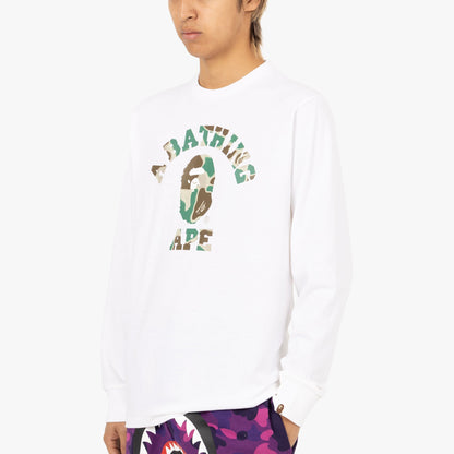 BAPE Liquid Camo College Long Sleeve Shirt / White