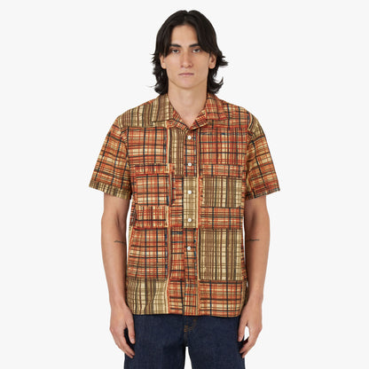 BEAMS PLUS Open Collar Short Sleeve Shirt Block Print / Plaid