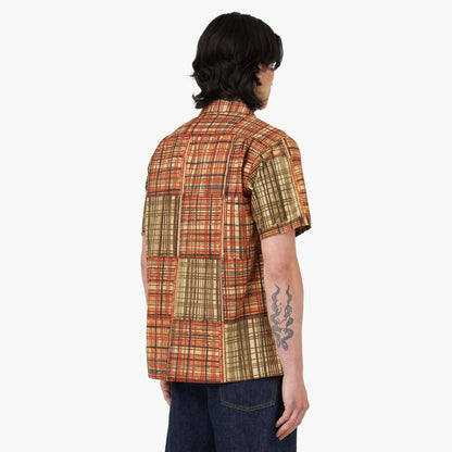 BEAMS PLUS Open Collar Short Sleeve Shirt Block Print / Plaid