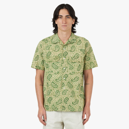 BEAMS PLUS Open Collar Short Sleeve Shirt Block Print / Square