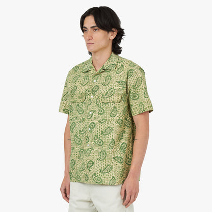 BEAMS PLUS Open Collar Short Sleeve Shirt Block Print / Square