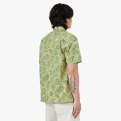 BEAMS PLUS Open Collar Short Sleeve Shirt Block Print / Square