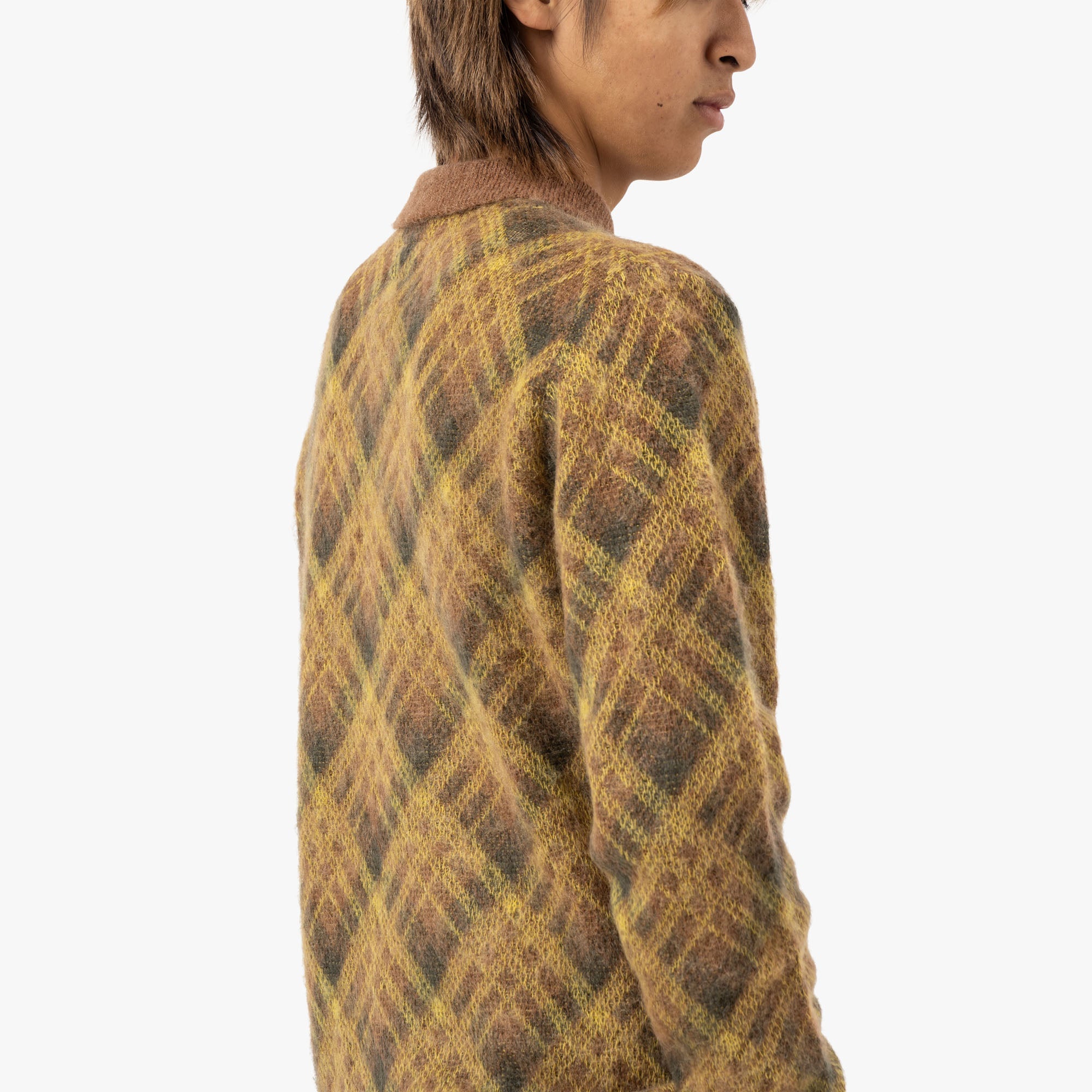 BEAMS PLUS Knit Polo Stripe / Brown