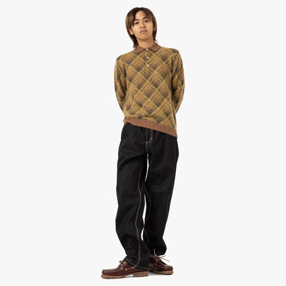 BEAMS PLUS Knit Polo Stripe / Brown