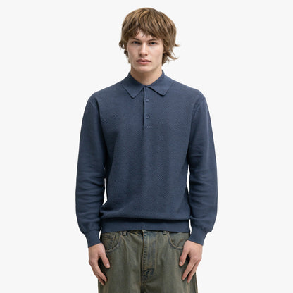 BEAMS PLUS Knit Polo Diamond Blue
