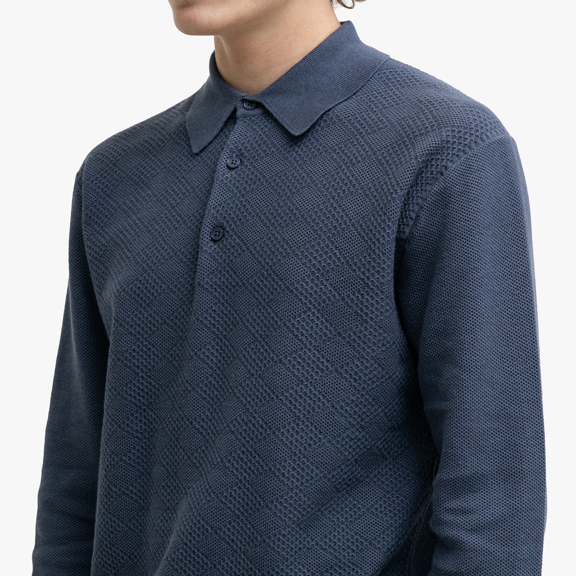 BEAMS PLUS Knit Polo Diamond Blue