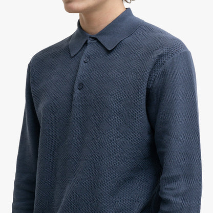 BEAMS PLUS Knit Polo Diamond Blue