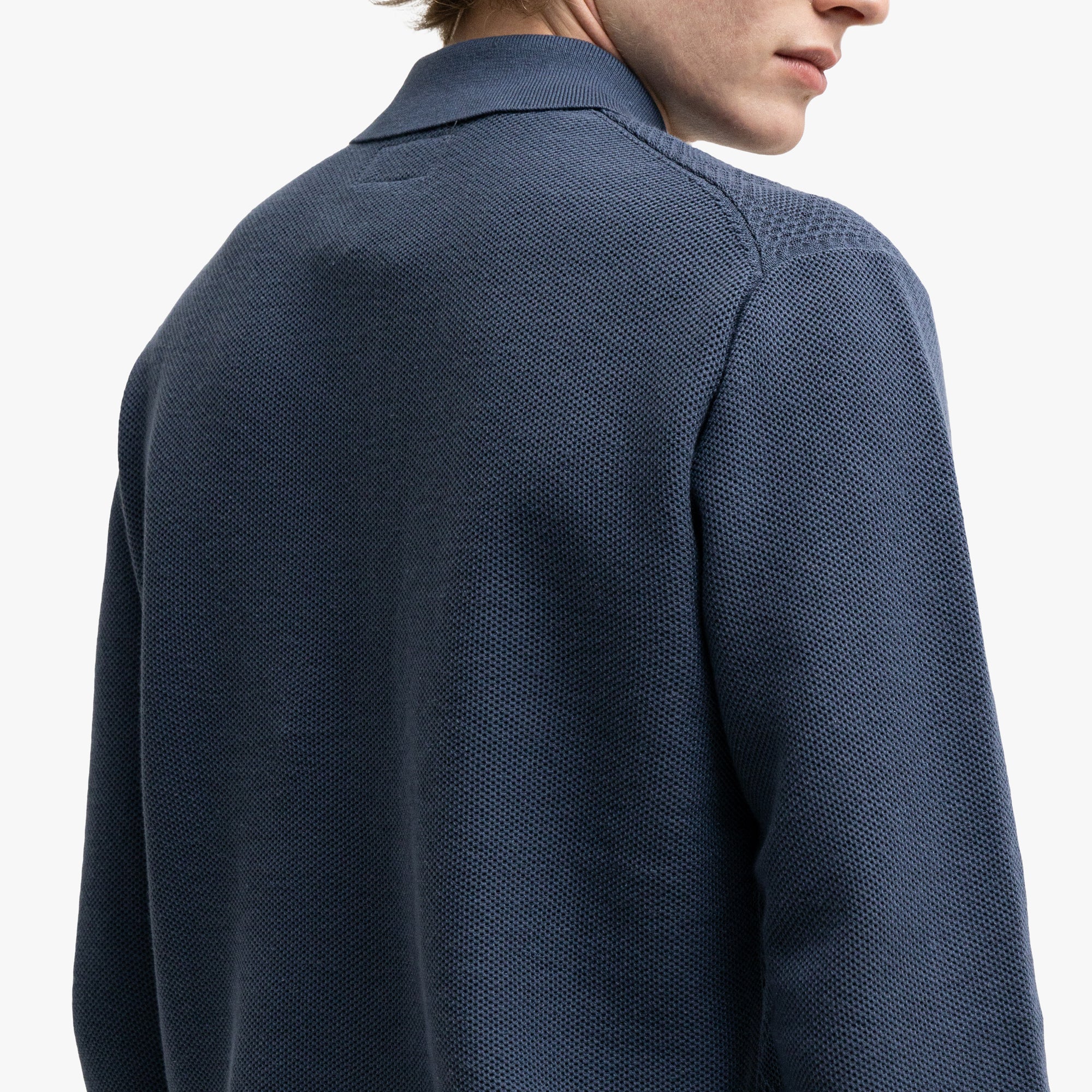 BEAMS PLUS Knit Polo Diamond Blue