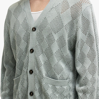 BEAMS PLUS Diamond Mesh Cardigan Sax
