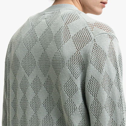BEAMS PLUS Diamond Mesh Cardigan Sax