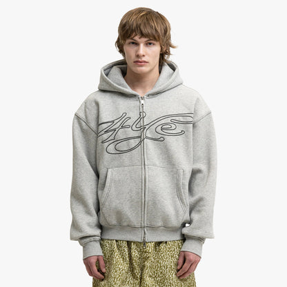 4YE Signature Zip Hoodie Grey / White