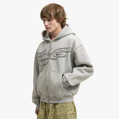 4YE Signature Zip Hoodie Grey / White