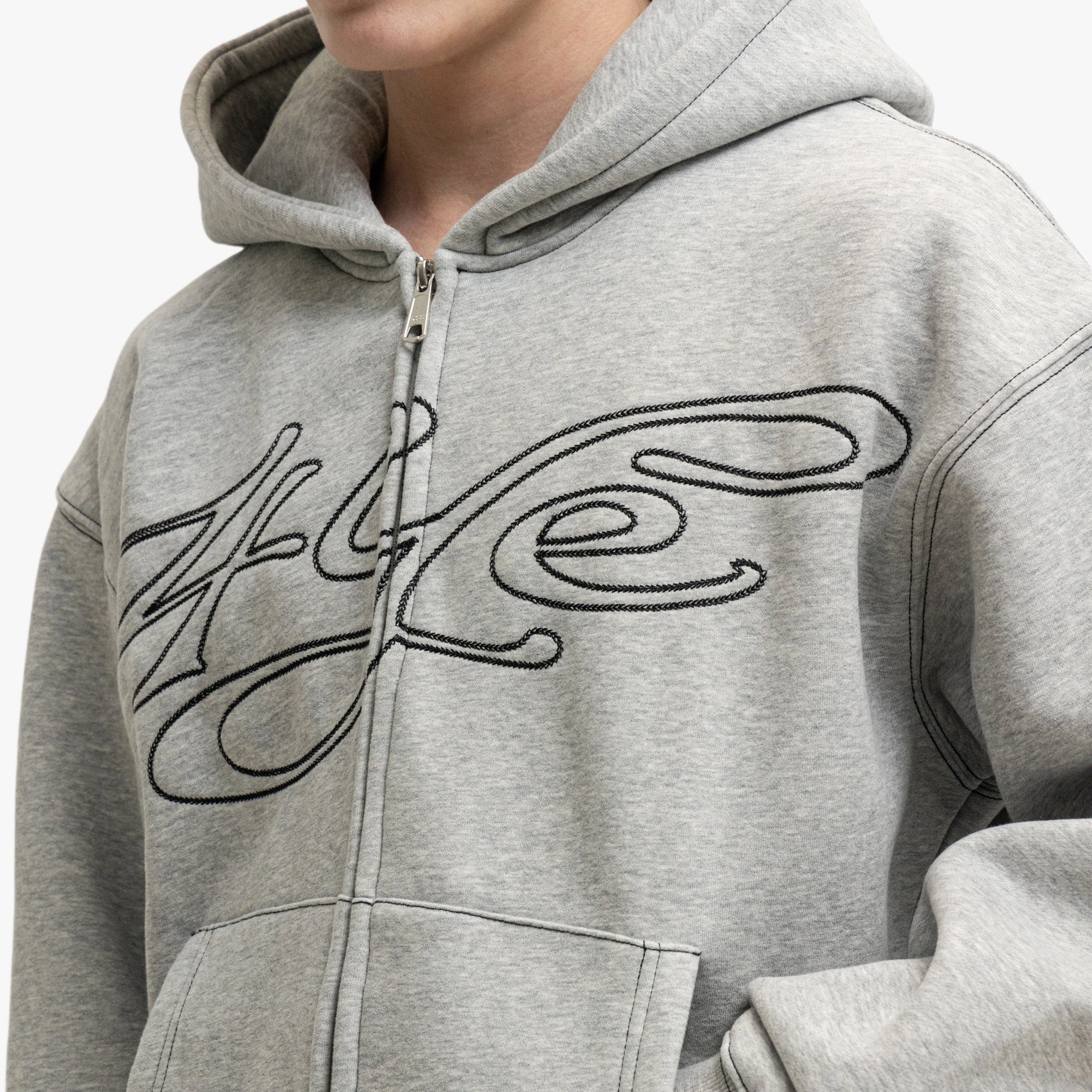 4YE Signature Zip Hoodie Grey / White