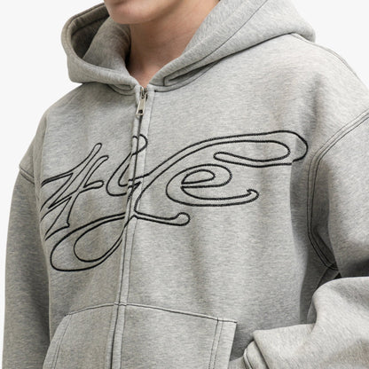 4YE Signature Zip Hoodie Grey / White