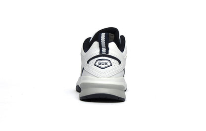 New Balance Men's 608 V5 Casual Comfort Cross Trainer, White/Navy, 10.5