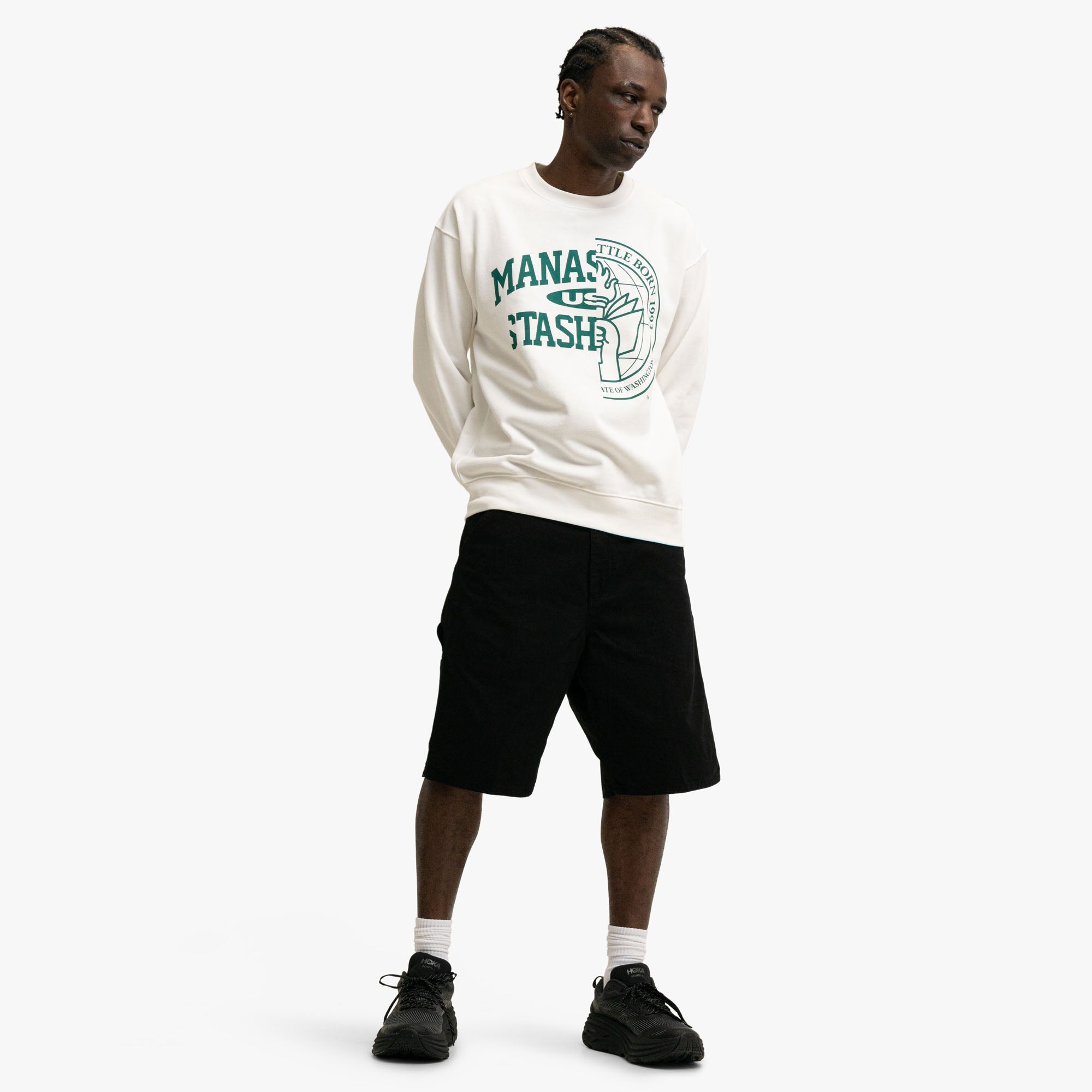 Manastash Collegiate Crewneck White