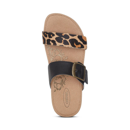 WOMEN'S AETREX DAISY ADJUSTABLE SLIDE | LEOPARD