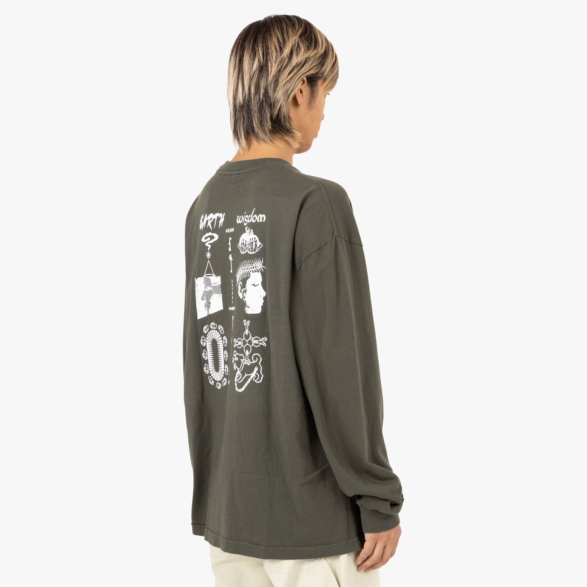 Brain Dead Earth Wisdom L/S Shirt / Dark Green