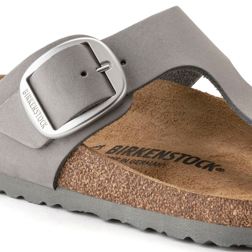 WOMEN'S BIRKENSTOCK GIZEH BIG BUCKLE SANDAL | DOVE GRAY NUBUCK LEATHER
