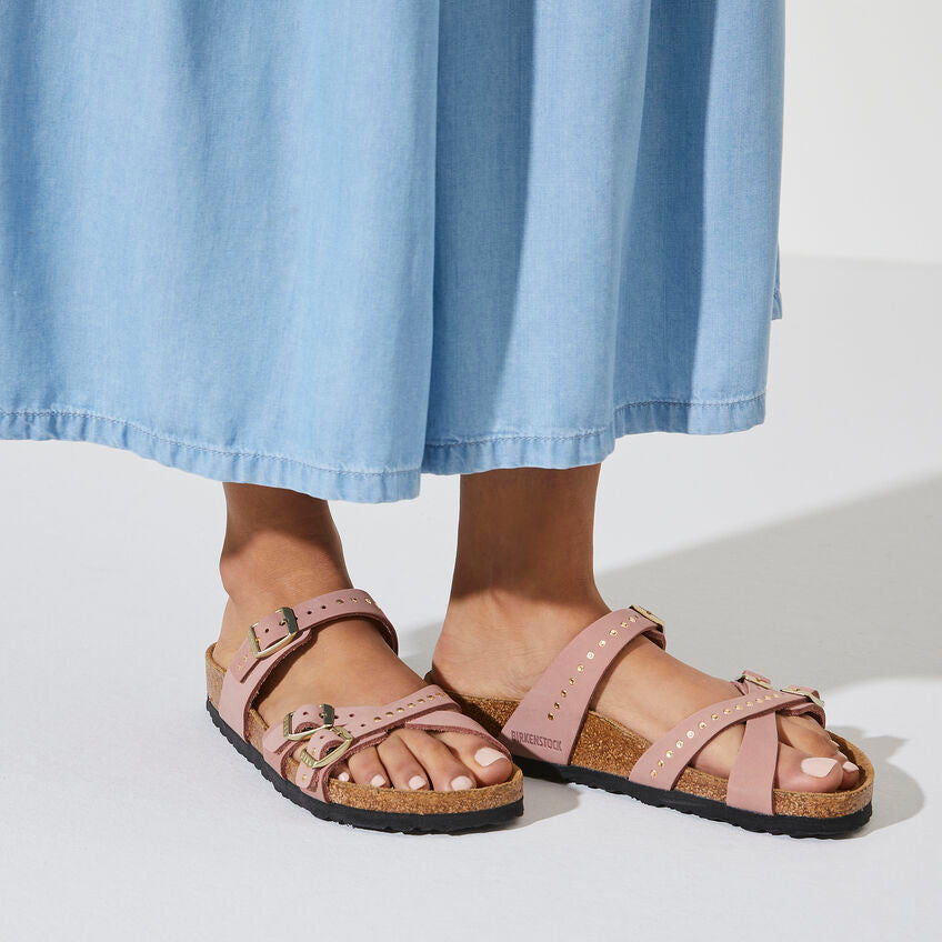 WOMEN'S BIRKENSTOCK FRANCA RIVETS SOFT FOOTBED SANDAL | OLD ROSE